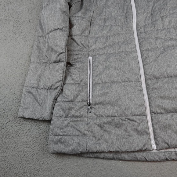 The North Face Jacket Womens XL Gray Quilted Insulated Full Zip Puffer Long Coat - Picture 3 of 11